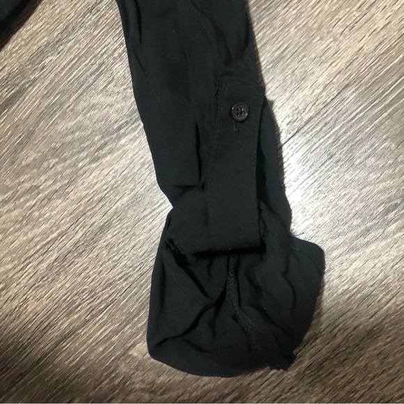 Old Navy Black Rayon Midi Shirt Dress - Roll-Tab Sleeves - Women's Size M - Picture 3 of 7